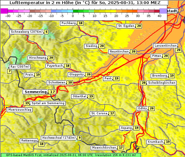 Temperatur, 31. 8. 2025