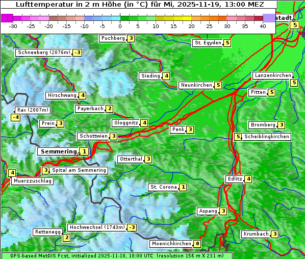 Temperatur, 19. 11. 2025