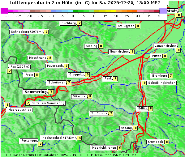 Temperatur, 20. 12. 2025