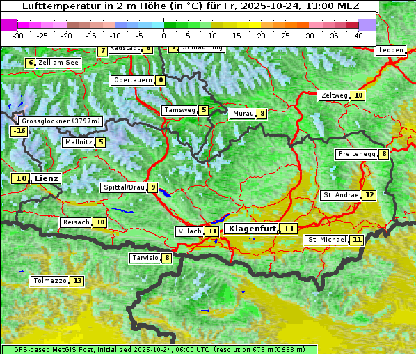 Temperatur, 24. 10. 2025