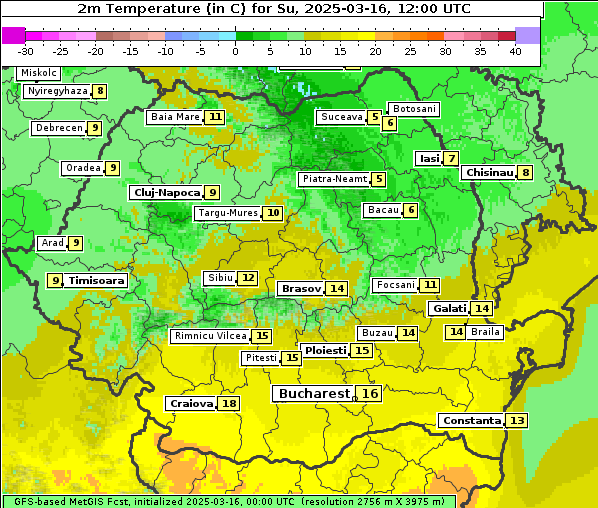 Temperatur, 16. 3. 2025