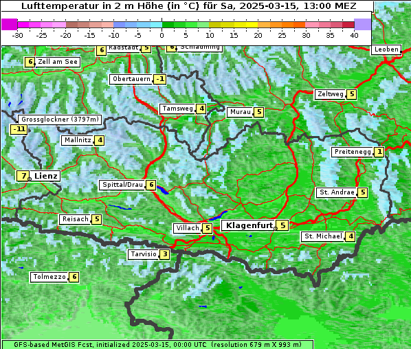 Temperatur, 15. 3. 2025