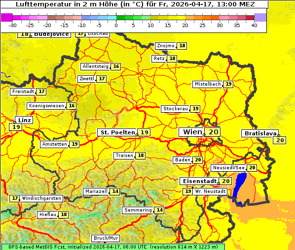 Temperatur, 17. 4. 2026