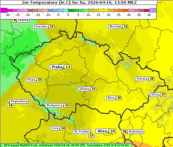 Temperatur, 19. 4. 2026