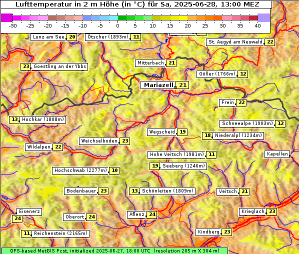 Temperatur, 28. 6. 2025