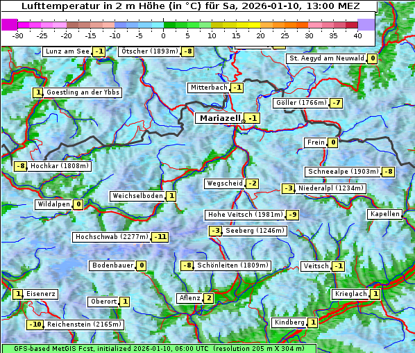 Temperatur, 10. 1. 2026