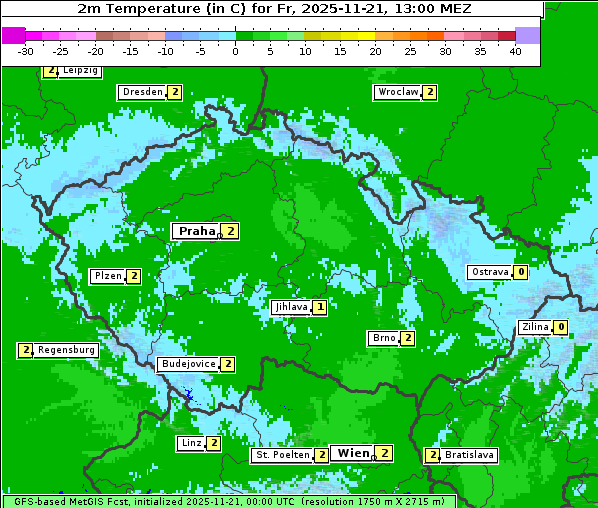 Temperatur, 21. 11. 2025