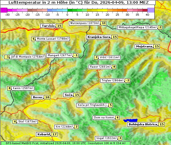 Temperatur, 9. 4. 2026