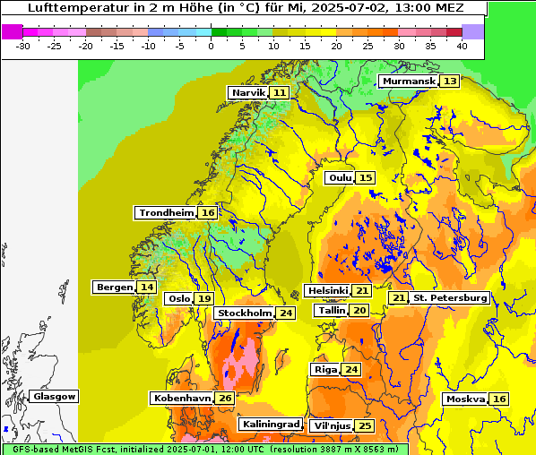 Temperatur, 2. 7. 2025