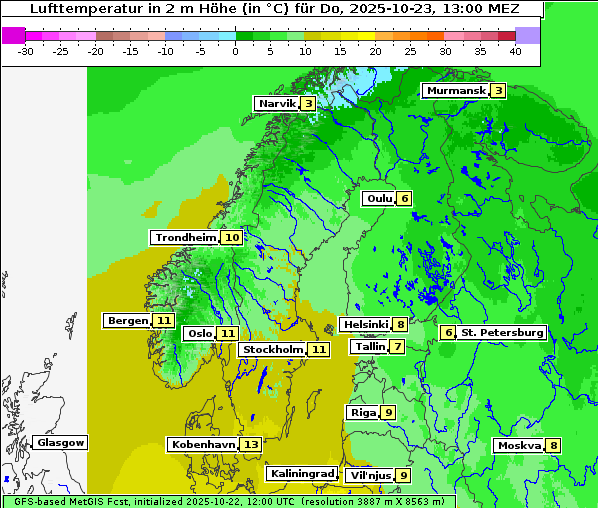 Temperatur, 23. 10. 2025
