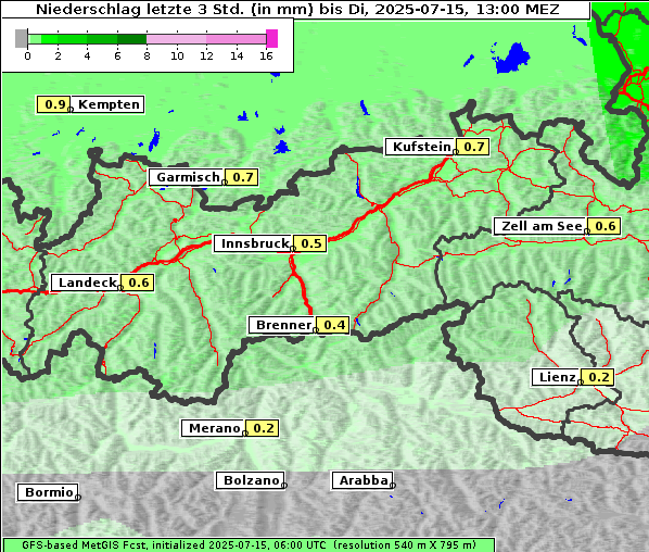 Niederschlag, 15. 7. 2025