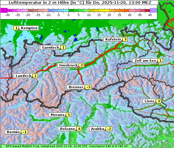 Temperatur, 20. 11. 2025