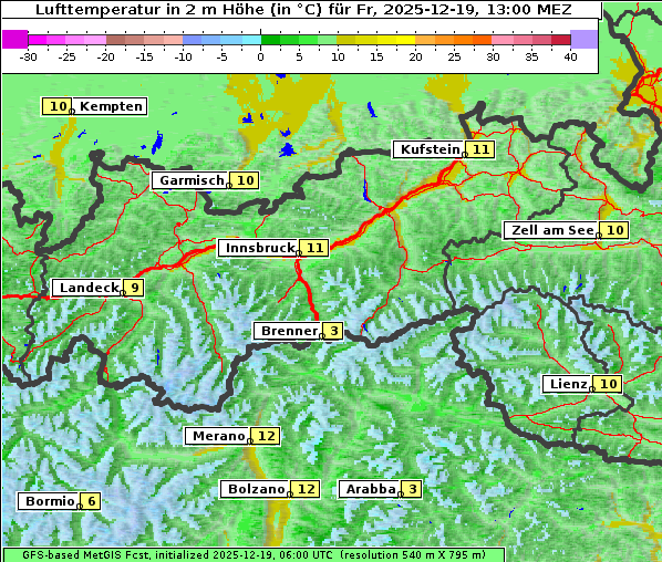 Temperatur, 19. 12. 2025