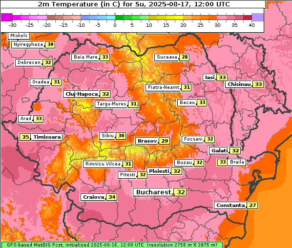 Temperatur, 17. 8. 2025