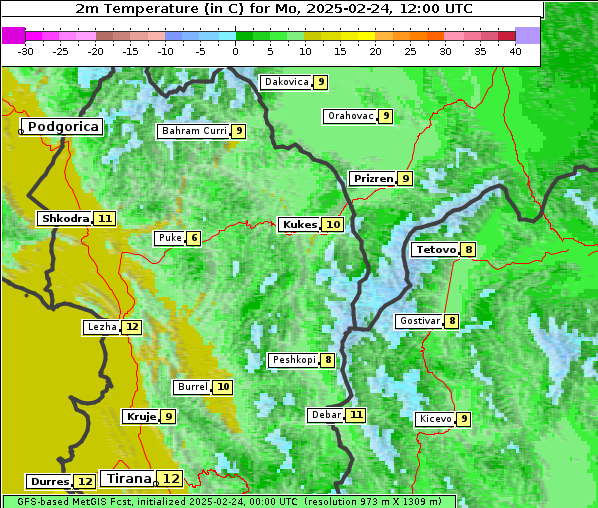 Temperatur, 24. 2. 2025