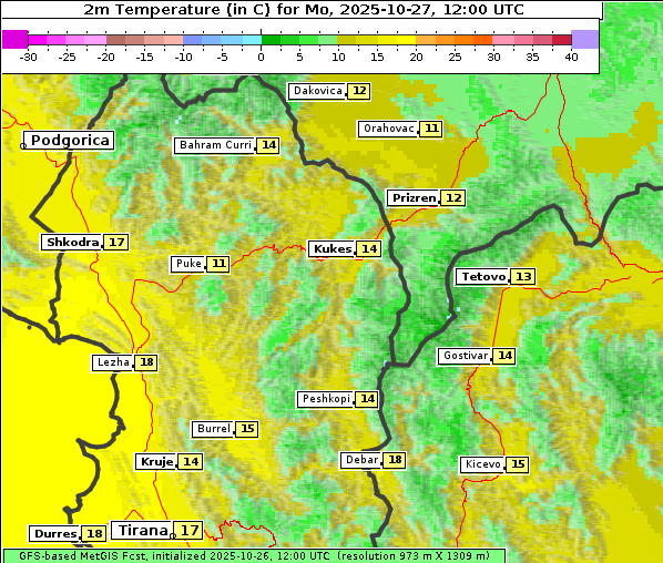 Temperatur, 27. 10. 2025