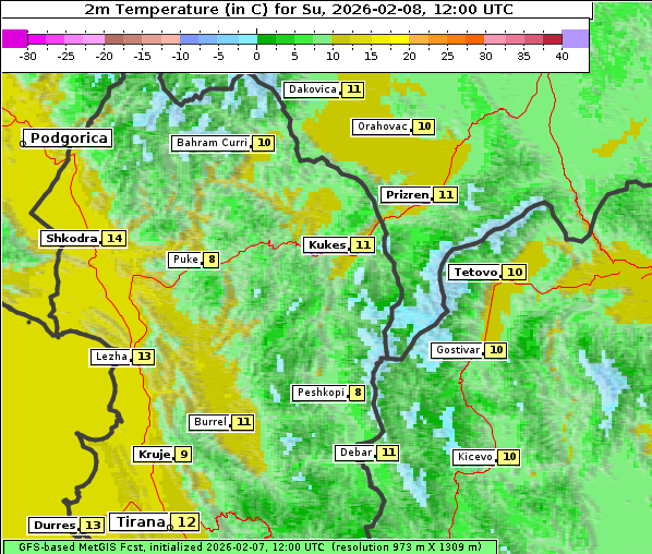 Temperatur, 8. 2. 2026