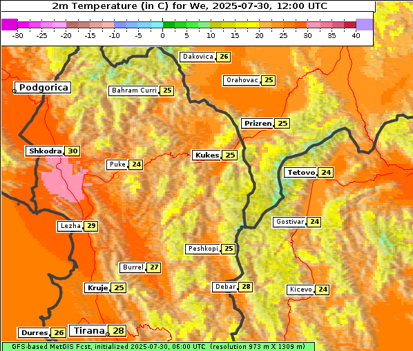 Temperatur, 30. 7. 2025