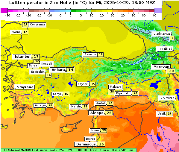 Temperatur, 29. 10. 2025