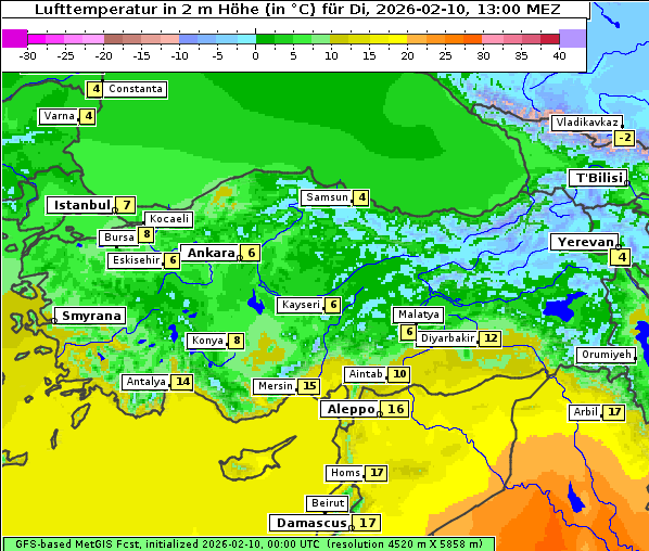 Temperatur, 10. 2. 2026