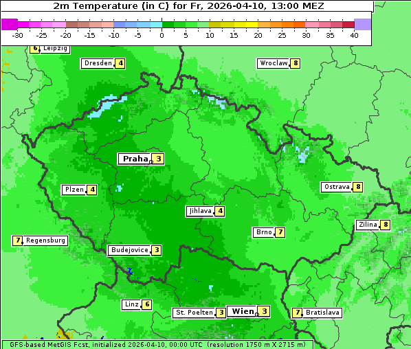 Temperatur, 10. 4. 2026
