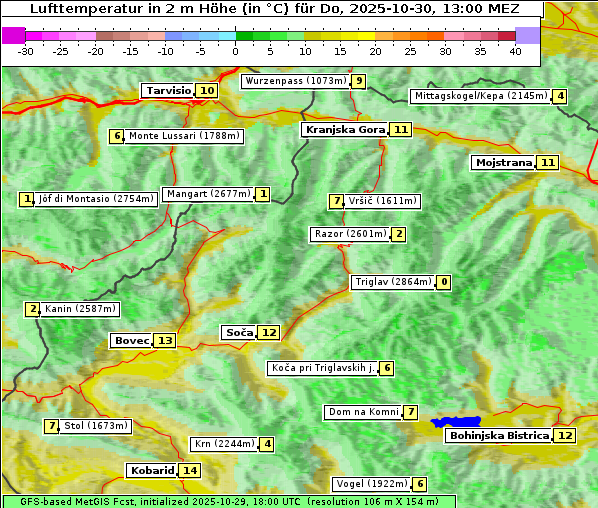 Temperatur, 30. 10. 2025