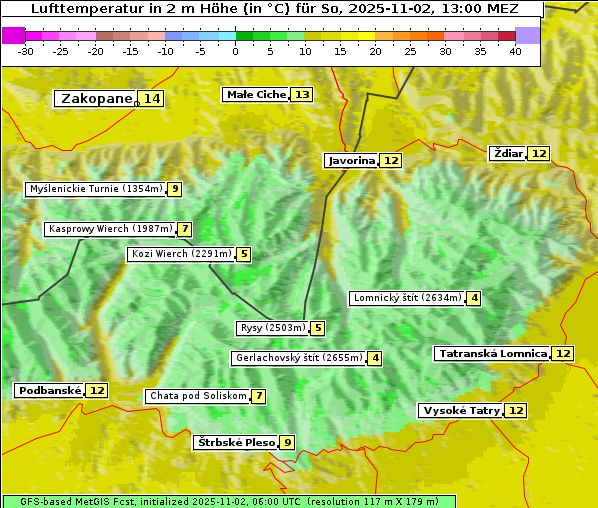 Temperatur, 2. 11. 2025