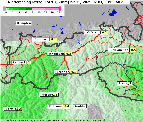 Niederschlag, 1. 7. 2025