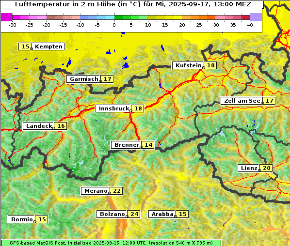 Temperatur, 17. 9. 2025
