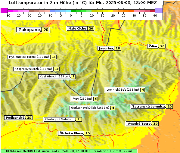 Temperatur, 8. 9. 2025