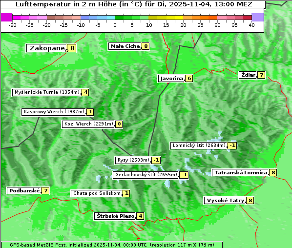 Temperatur, 4. 11. 2025
