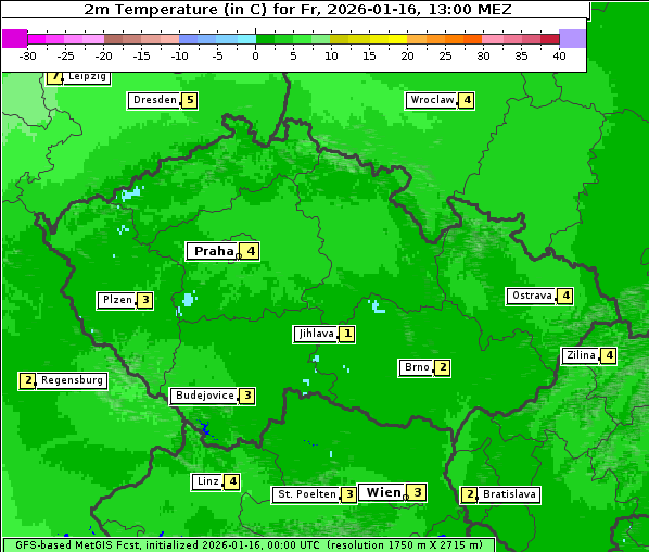 Temperatur, 16. 1. 2026