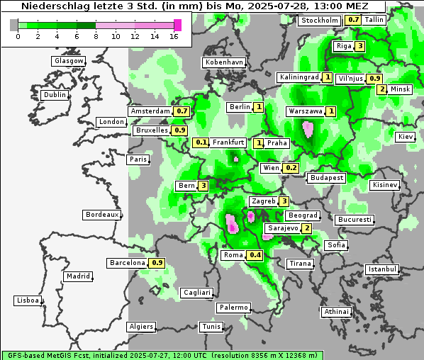 Niederschlag, 28. 7. 2025