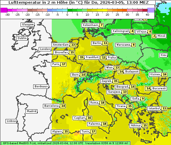 Temperatur, 5. 3. 2026