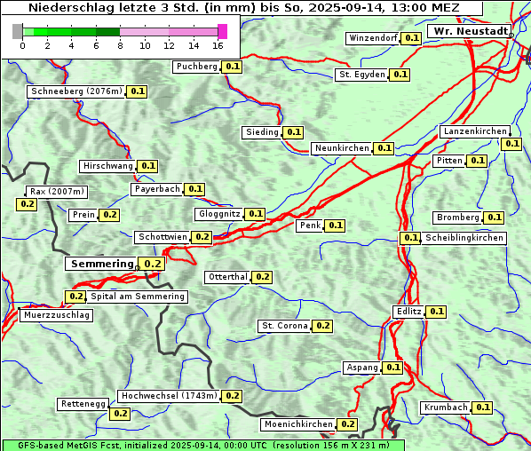 Niederschlag, 14. 9. 2025