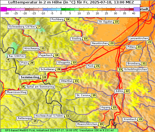 Temperatur, 18. 7. 2025