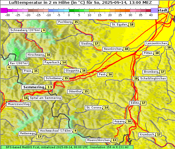 Temperatur, 14. 9. 2025