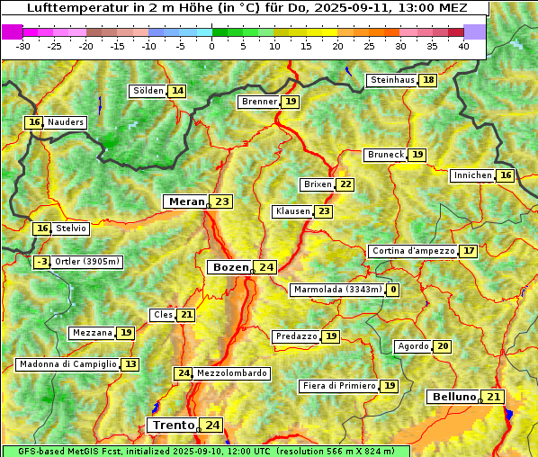 Temperatur, 11. 9. 2025