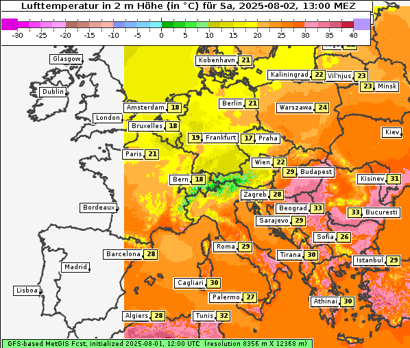 Temperatur, 2. 8. 2025