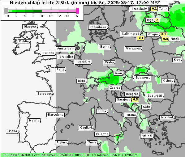 Niederschlag, 17. 8. 2025