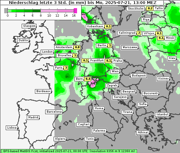 Niederschlag, 21. 7. 2025