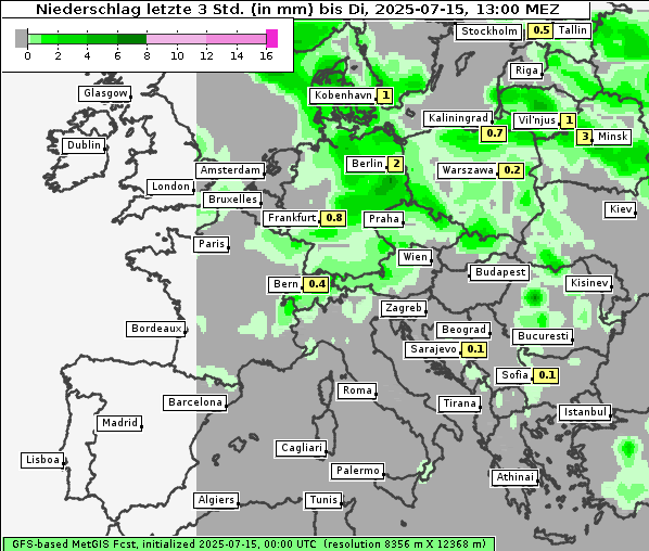 Niederschlag, 15. 7. 2025
