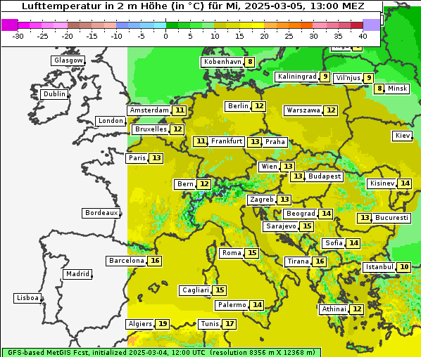 Temperatur, 5. 3. 2025