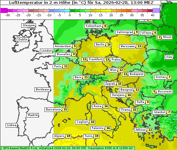 Temperatur, 28. 2. 2026