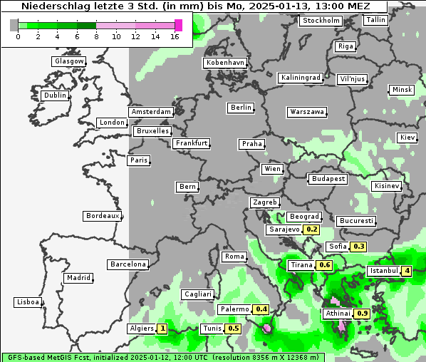 Niederschlag, 13. 1. 2025