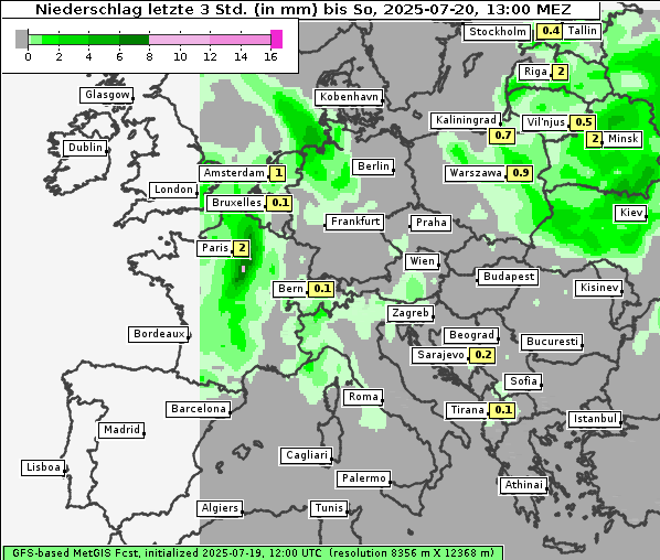 Niederschlag, 20. 7. 2025