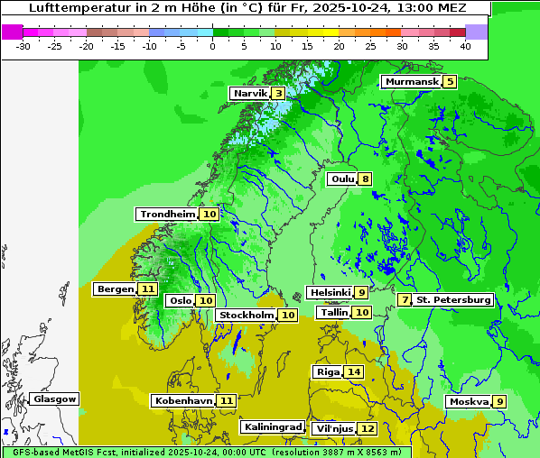 Temperatur, 24. 10. 2025