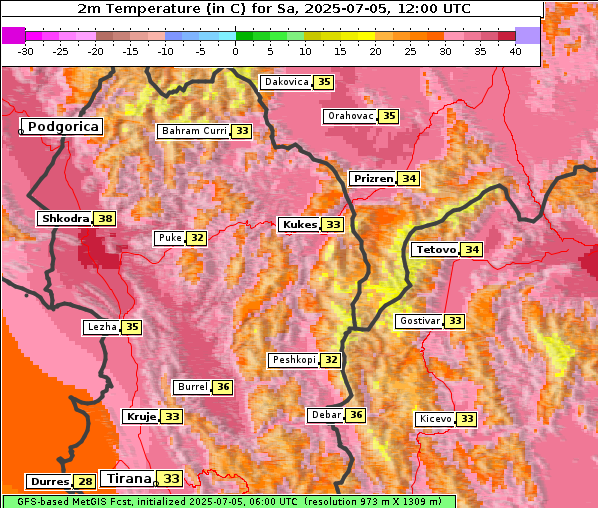 Temperatur, 5. 7. 2025