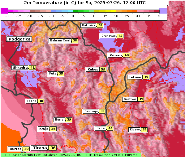 Temperatur, 26. 7. 2025