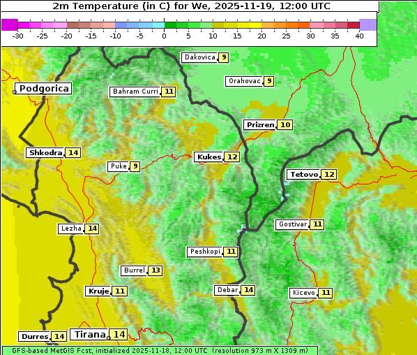 Temperatur, 19. 11. 2025